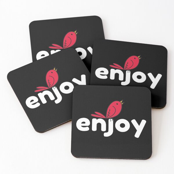 Item preview, Enjoy. White text and joyful songbird designed and sold by JellyBeenzz.