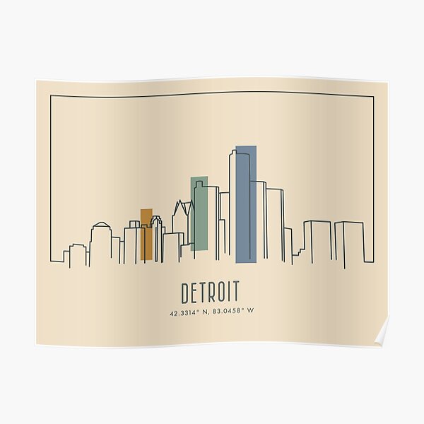 Detroit, Michigan Travel Poster Art Poster