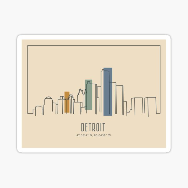 Detroit, Michigan Travel Poster Art Sticker