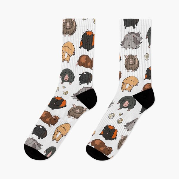 Item preview, Popcorning Piggies Guinea Pigs pattern on white designed and sold by LazyBlackCatArt.