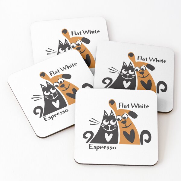 Item preview, espresso flat white coffee cute cat and dog  designed and sold by ayaato.