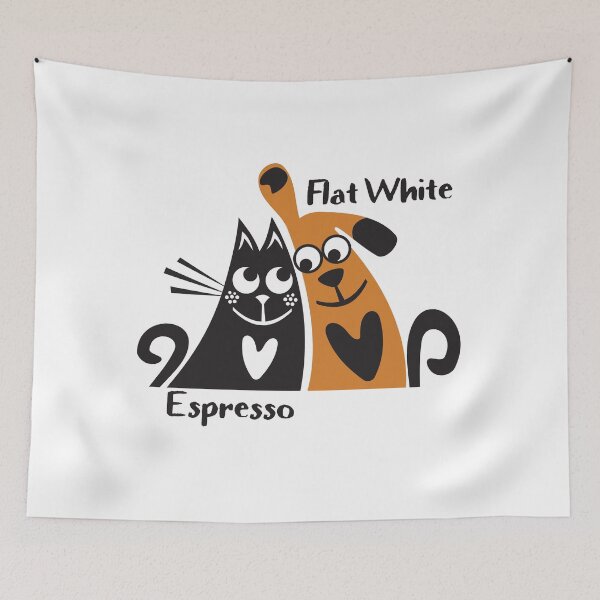 Item preview, espresso flat white coffee cute cat and dog  designed and sold by ayaato.