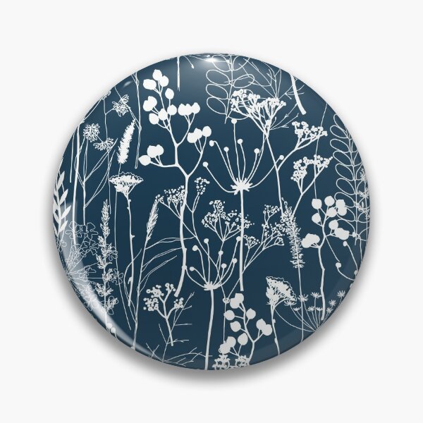 Item preview, White herbal silhouette seamless pattern on dark blue. Wild herbs. Wild life designed and sold by Yulia Chepurova.