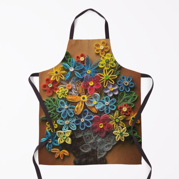 Item preview, Vivid multicolour quilled flowers on gradient brown background (THIS IS A PRINT) designed and sold by folkyouall.