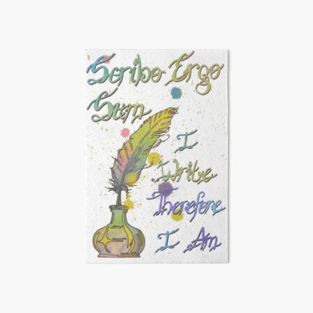 Impression Rigide Ecriture Pour Ecrivains Plume Aquarellee Citation Latine Par Esikcreates Redbubble