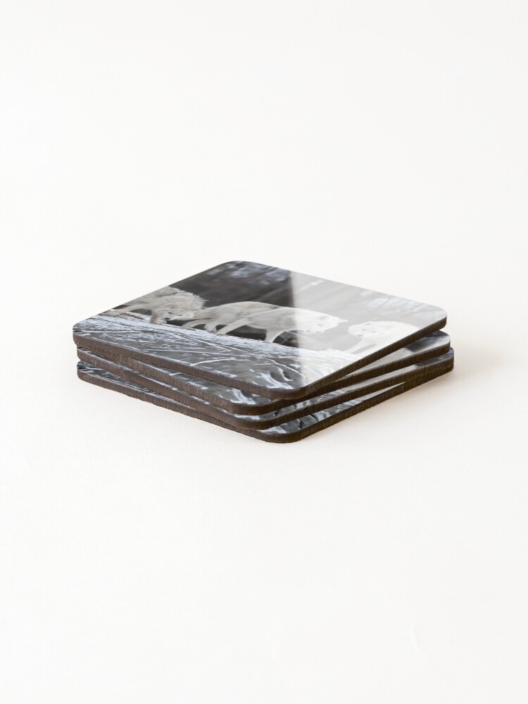 Thumbnail 4 of 5, Coasters (Set of 4), Arctic Wolves designed and sold by WolvesOnly.
