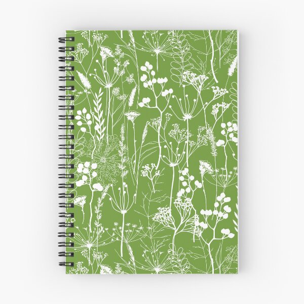 Item preview, White herbal silhouette seamless pattern on green, Wild herbs. Wild life designed and sold by Yulia Chepurova.