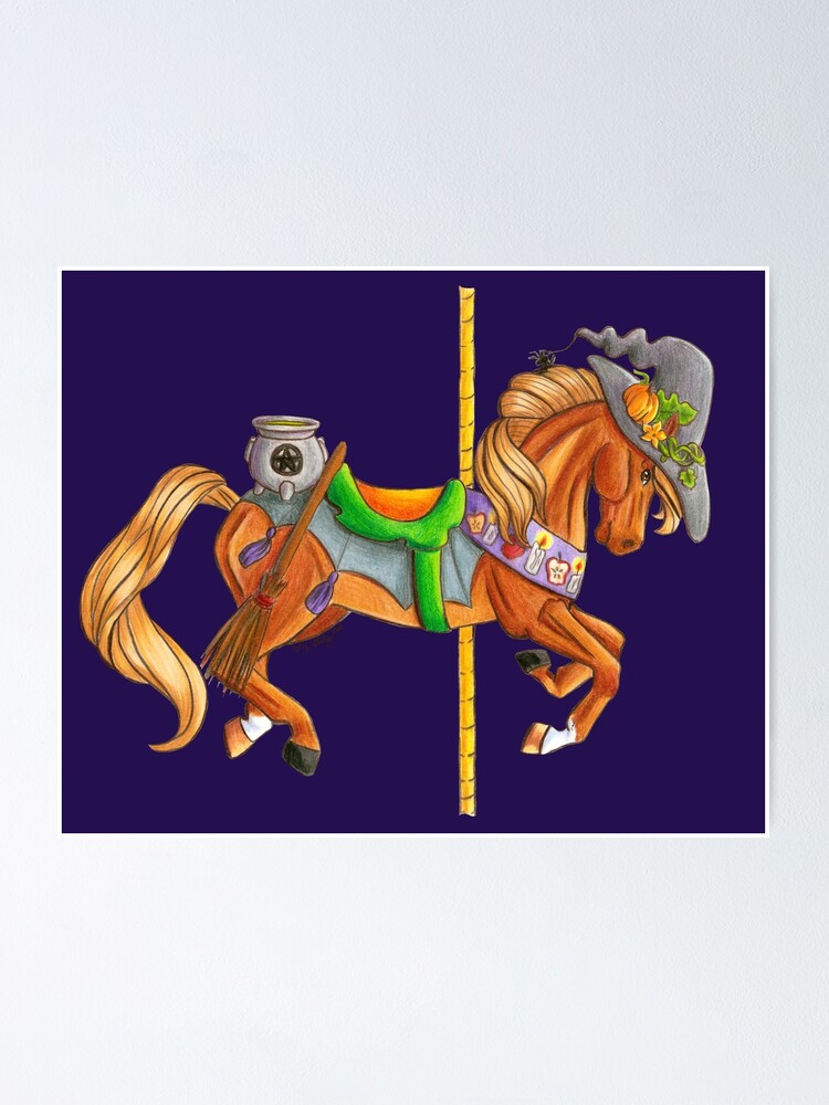 “Samhain Carousel Horse Halloween Equine Art” Poster by DynamiteCandy
