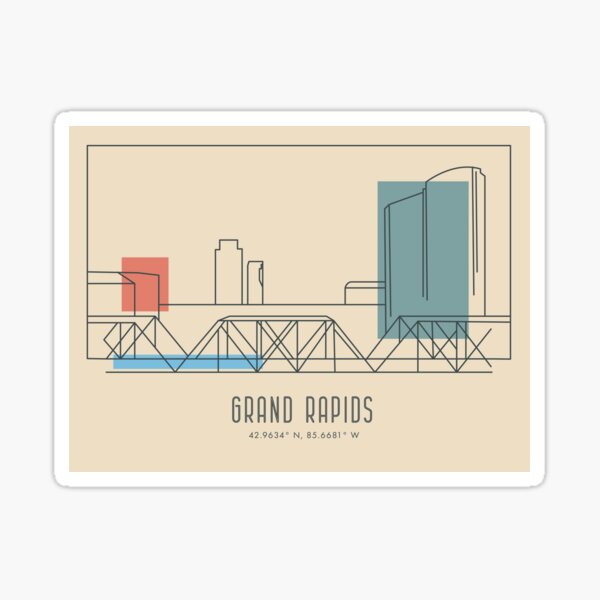 Grand Rapids, Michigan Travel Poster Art Sticker