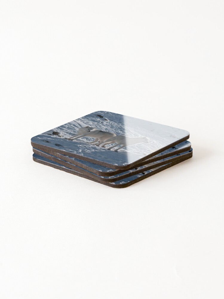 Thumbnail 4 of 5, Coasters (Set of 4), Arctic Wolves In Early Morning designed and sold by WolvesOnly.