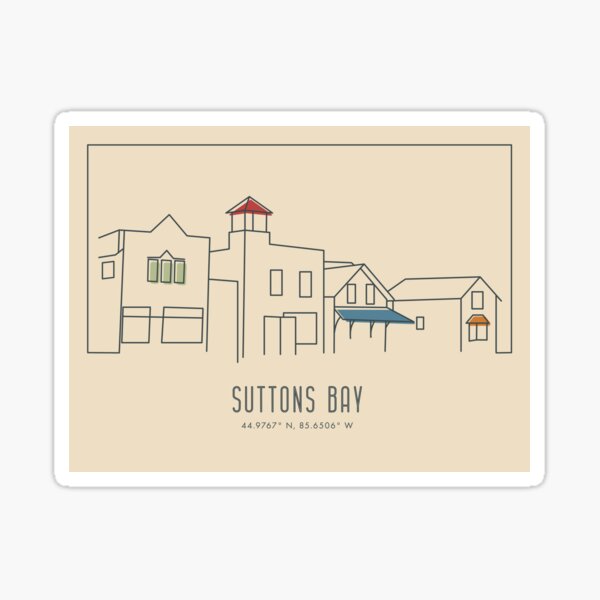 Suttons Bay, Michigan Travel Poster Art Sticker