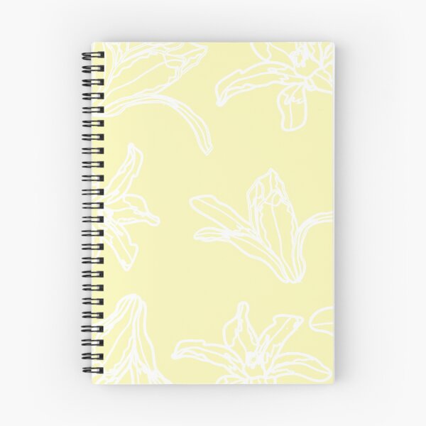 Item preview, white floral silhouettes pattern on yellow background designed and sold by Sreepriya Jayesh.