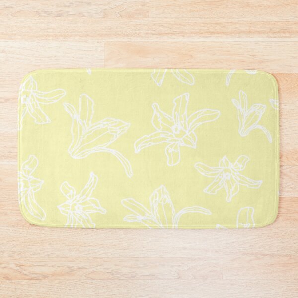 Item preview, white floral silhouettes pattern on yellow background designed and sold by Sreepriya Jayesh.