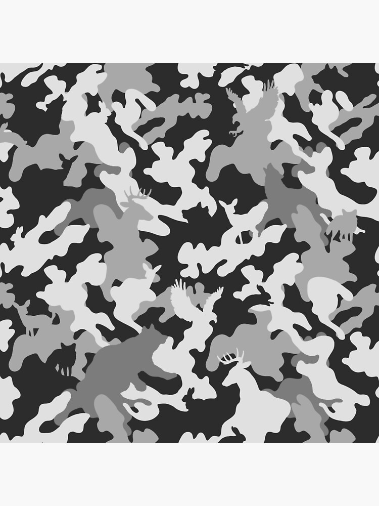 Motif camouflage noir et blanc animaux de la for t Impression rigide