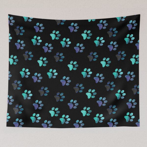 Item preview, Teal and Dark Blue  Galaxy Paw Prints designed and sold by FaithAndForest.