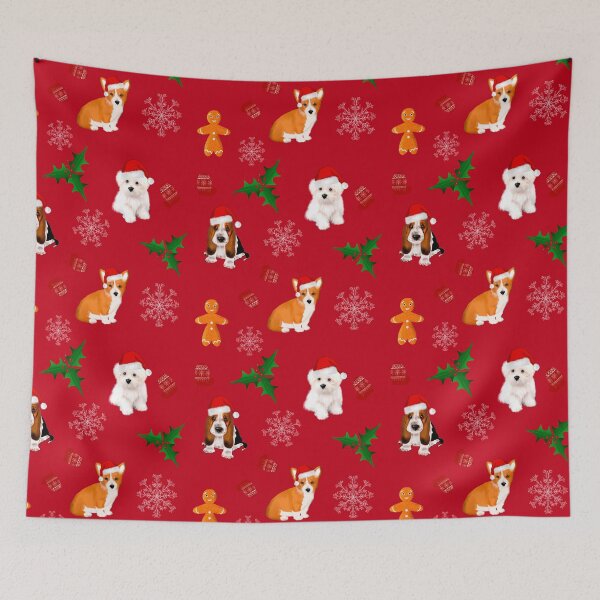 Item preview, Christmas,festive puppies pattern  designed and sold by MariaMarinova.