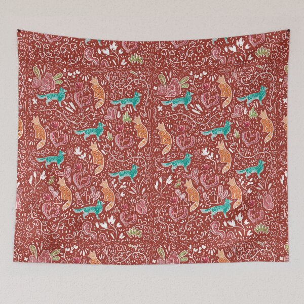 Item preview, Natural wild pattern-wolfs and foxes floreal texture designed and sold by RyukiArtbook.