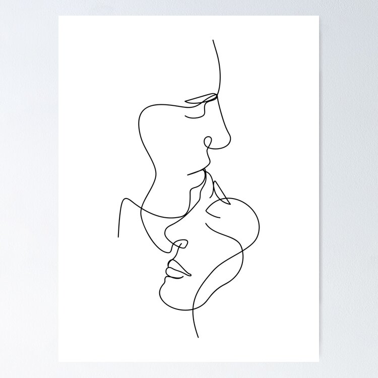 Couple One Line Art Poster for Sale by Tinteria
