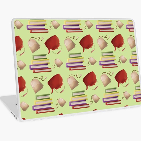 Green Reading Set with Tea or Coffee Laptop Skin