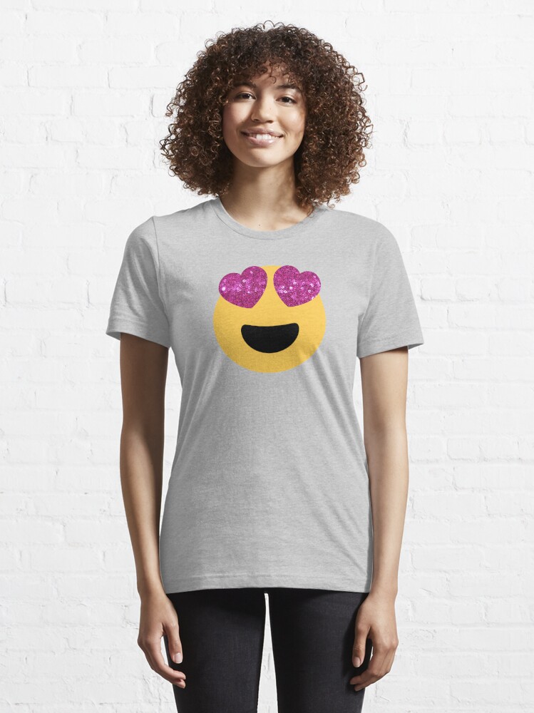 glitter print heart eye emoji Classic  Essential T-Shirt for Sale