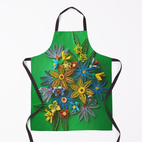 Item preview, Vivid multicolour quilled flowers on yellow green background (THIS IS A PRINT) designed and sold by folkyouall.