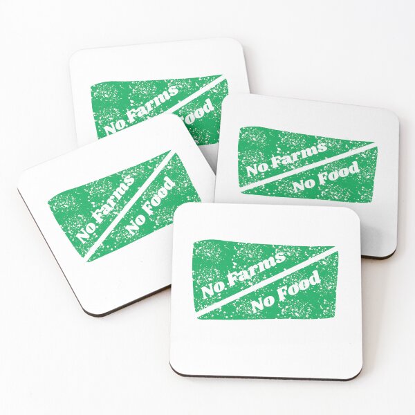 Item preview, No Farms No Food retro distressed green designed and sold by Rabbitti.