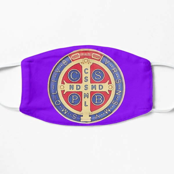Macarilla Medalla de san Benito color morado Mascarilla plana