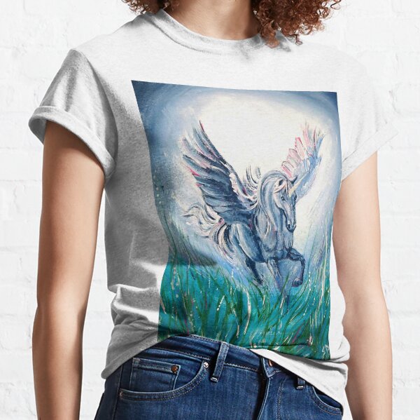 Flying pegasus in Moonlight Classic T-Shirt