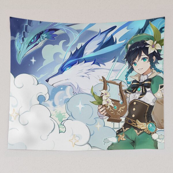 Item preview, Genshin Impact - Venti, Dvalin and Wolf of The North Official Artwork designed and sold by Krimsy.