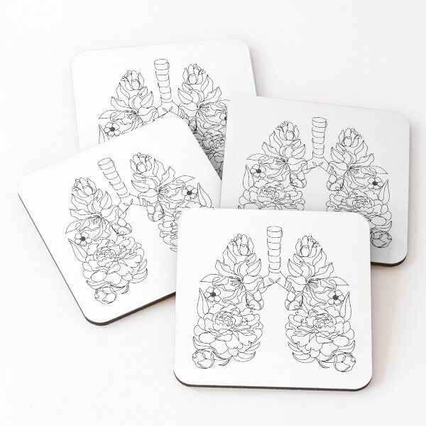 Item preview, Floral Lungs Line Art. Medical concept flowers shaped in human lungs. Coronavirus concept, viral epidemic. Harm of smoking designed and sold by OneLinePrint.