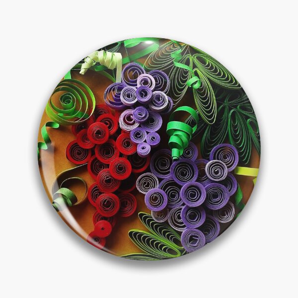Item preview, Vivid red and purple quilled grapes on yellow orange background (THIS IS A PRINT) designed and sold by folkyouall.