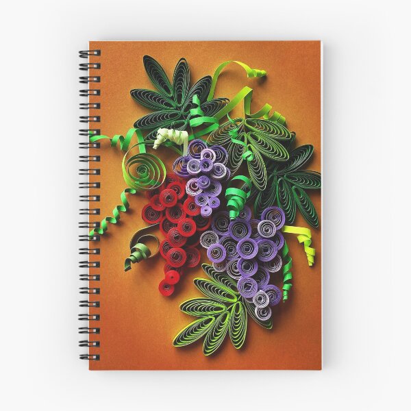 Item preview, Vivid red and purple quilled grapes on yellow orange background (THIS IS A PRINT) designed and sold by folkyouall.