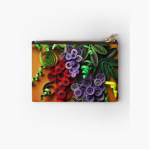 Item preview, Vivid red and purple quilled grapes on yellow orange background (THIS IS A PRINT) designed and sold by folkyouall.