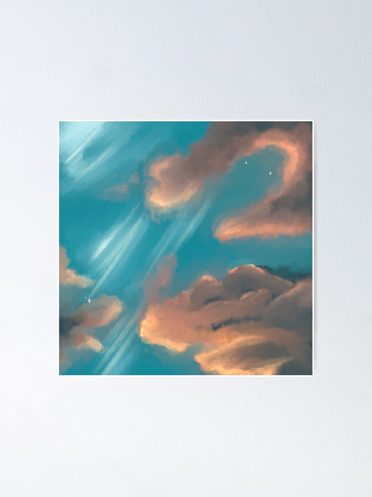 soft aesthetic pink / orange clouds digital painting design. Poster for  Sale by Jenny Romeril