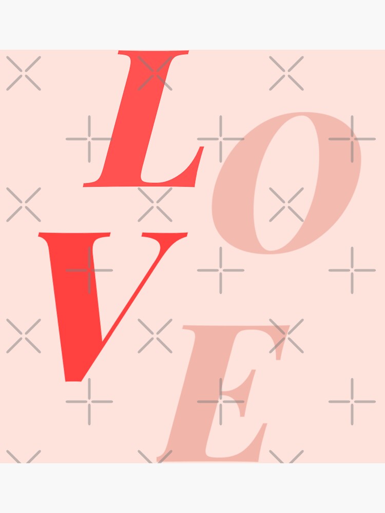 Thumbnail 3 of 3, Sticker, Pink and red LOVE typography designed and sold by Dollfacedesign.