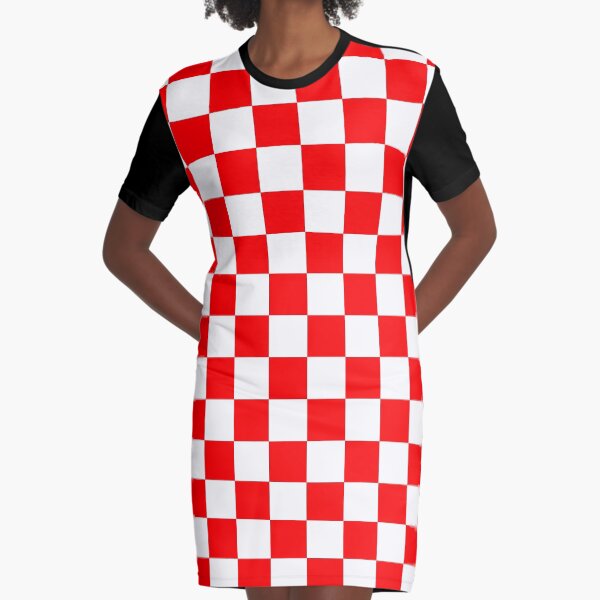 red and white checkered dress