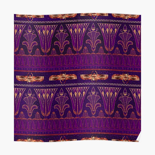 Dark Vintage Metallic Ancient Egyptian Pattern Poster