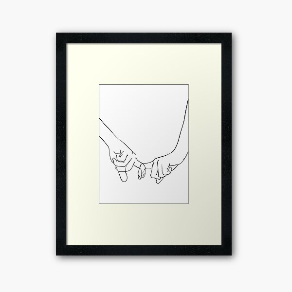 One Line Art Couple Hands Framed Art Print for Sale by Tinteria