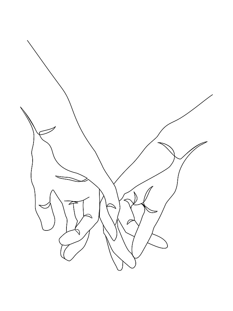 One Line Art Couple Hands | Poster