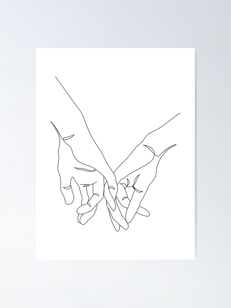 One Line Art Couple Hands | Poster