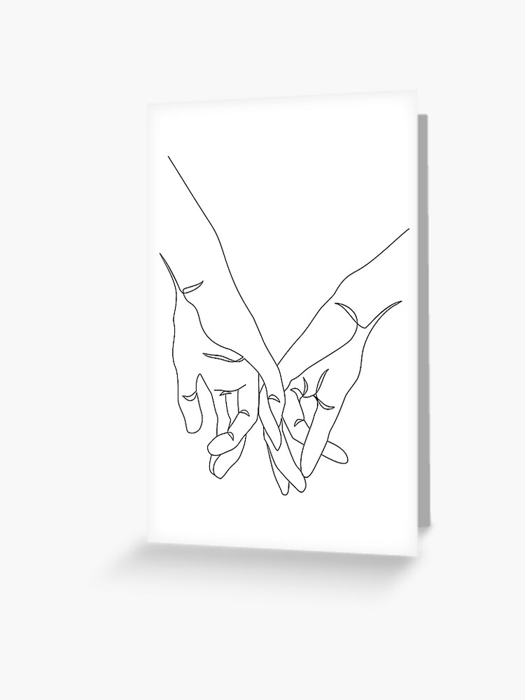 One Line Art Couple Hands | Greeting Card