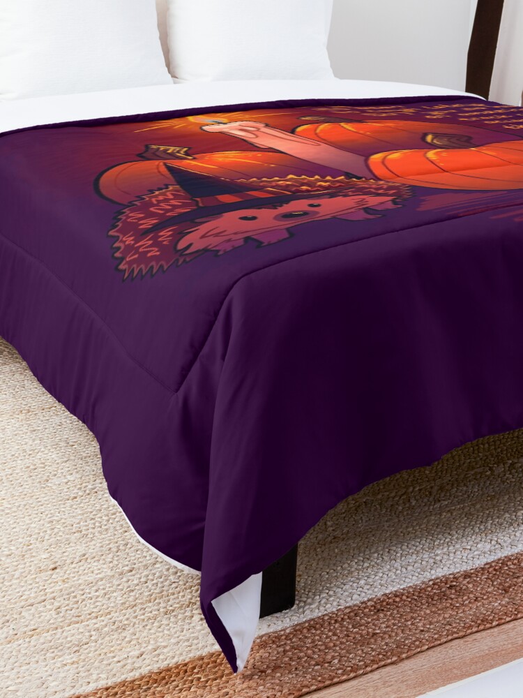 Alternate view of "I'm Sorry it's Been so Tough Lately" Pumpkin Witch Hedgehog Comforter