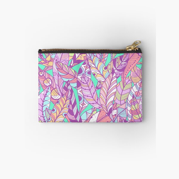 Item preview, 1980s Bohemian Chic Pink Lavender Green Yellow Feathers designed and sold by IamTrending.