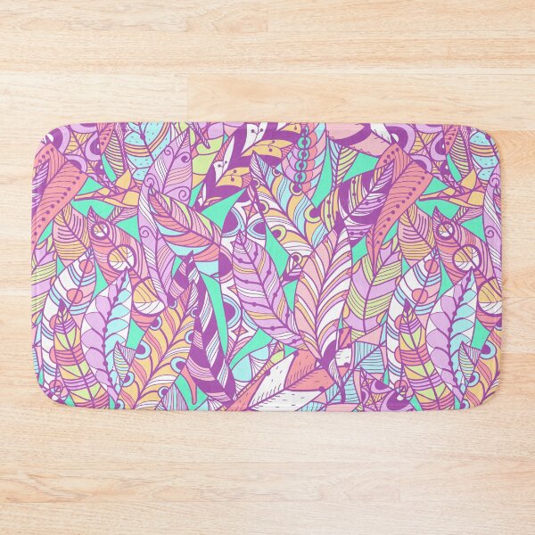 Item preview, 1980s Bohemian Chic Pink Lavender Green Yellow Feathers designed and sold by IamTrending.