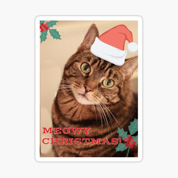 Meowy Christmas Card Sticker
