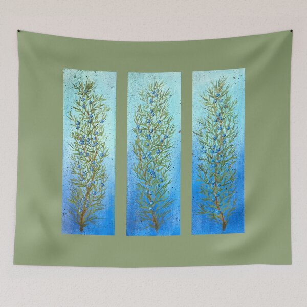 Item preview, Juniper Sprigs with Blue Berries on Vibrant Blues designed and sold by Duncan Bullock.