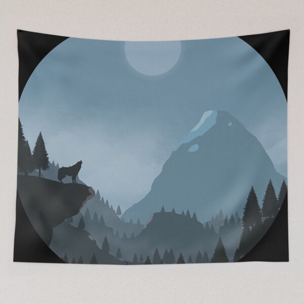 Item preview, 2d hill landscape with wolf designed and sold by tripanthias.