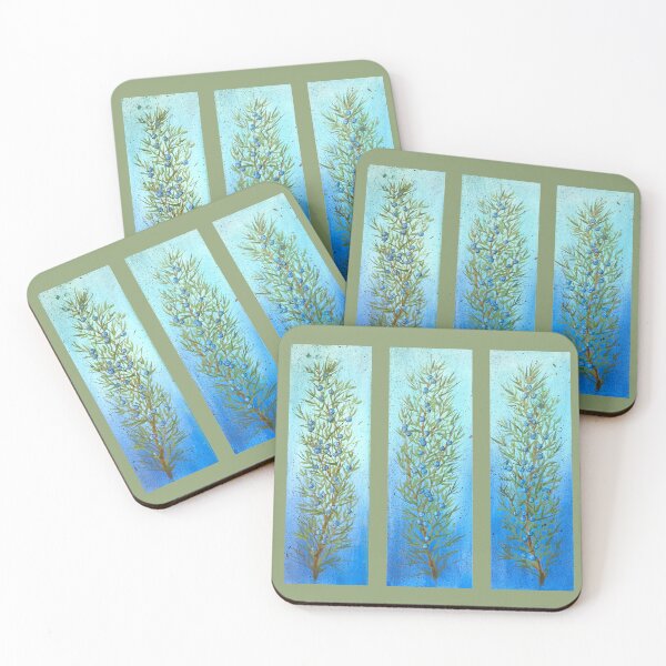 Item preview, Juniper Sprigs with Blue Berries on Vibrant Blues designed and sold by Duncan Bullock.