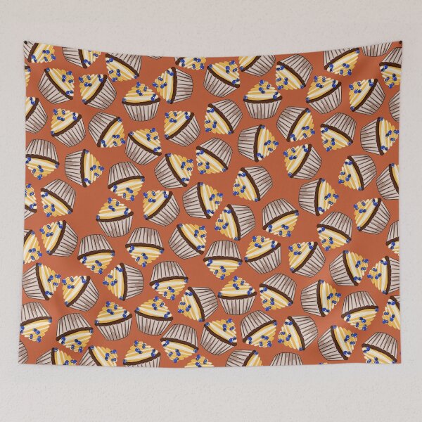 Item preview, Lemon Blueberry Cupcakes on Burnt Orange designed and sold by Christine Dion.