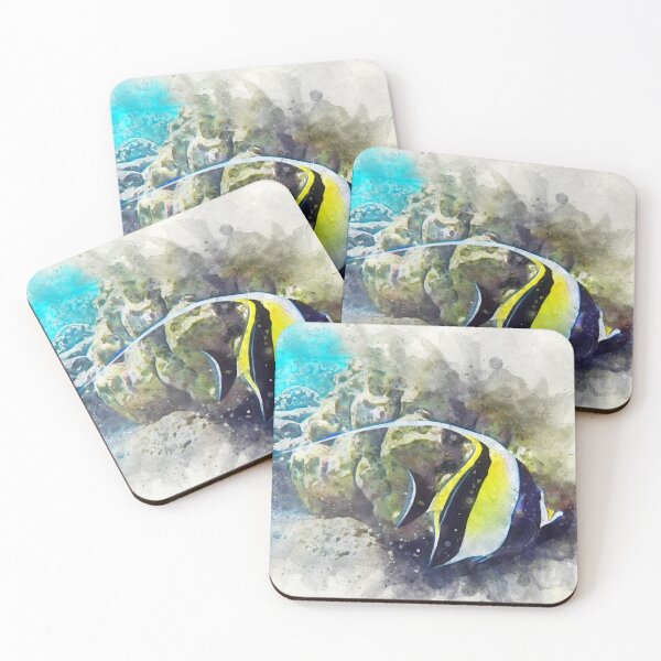 Item preview, Hawaiian moorish idol coral reef fish designed and sold by SilverSpiral.